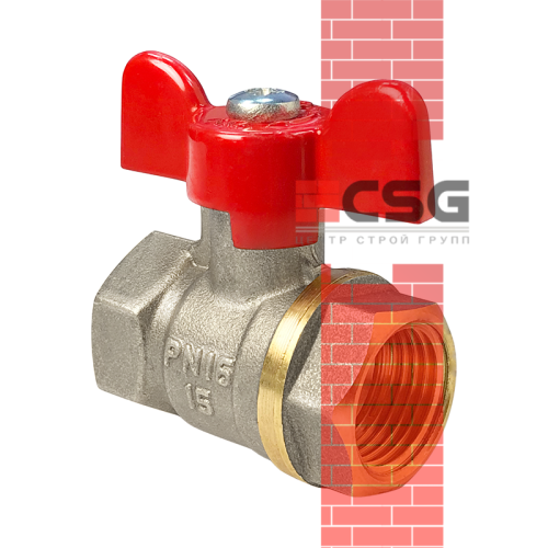 Кран шаровой латунь никель Ду15 Ру40 ВР полнопроходной бабочка  Dist Н111Б арт.1214358CDEK